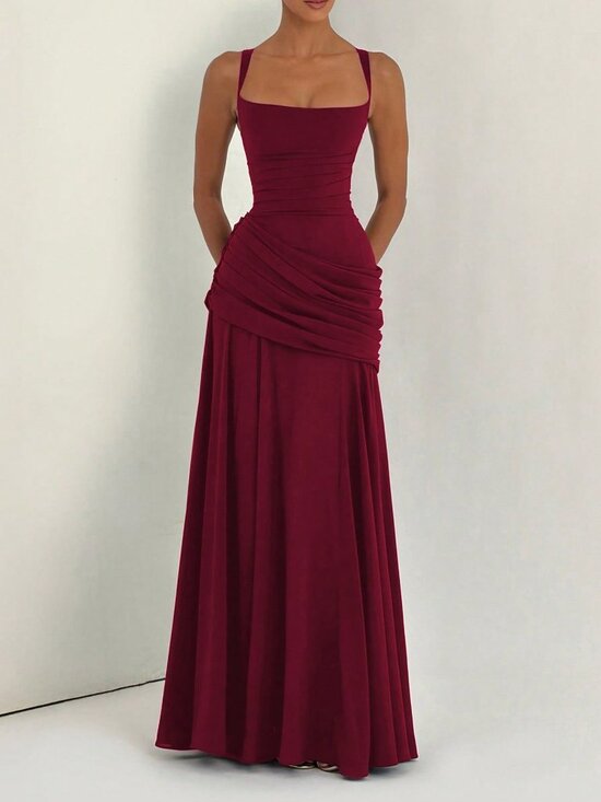 Dresses & Skirts - Burgundy Elegant Women's Strapless Fitted Dress